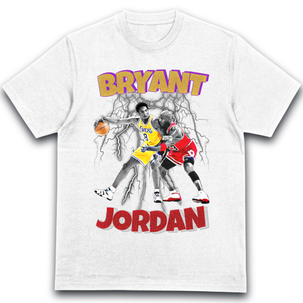 T-Shirt Kobe Bryant vs Michael Jordan Portrait Lakers Bulls Basketball b10