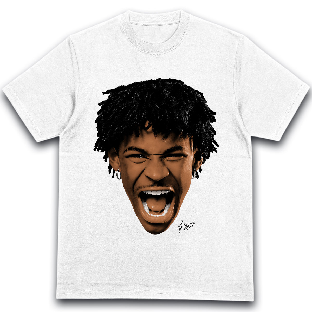 T-shirt Ja Morant Blanc Homme Portrait NBA Streetwear Basketball