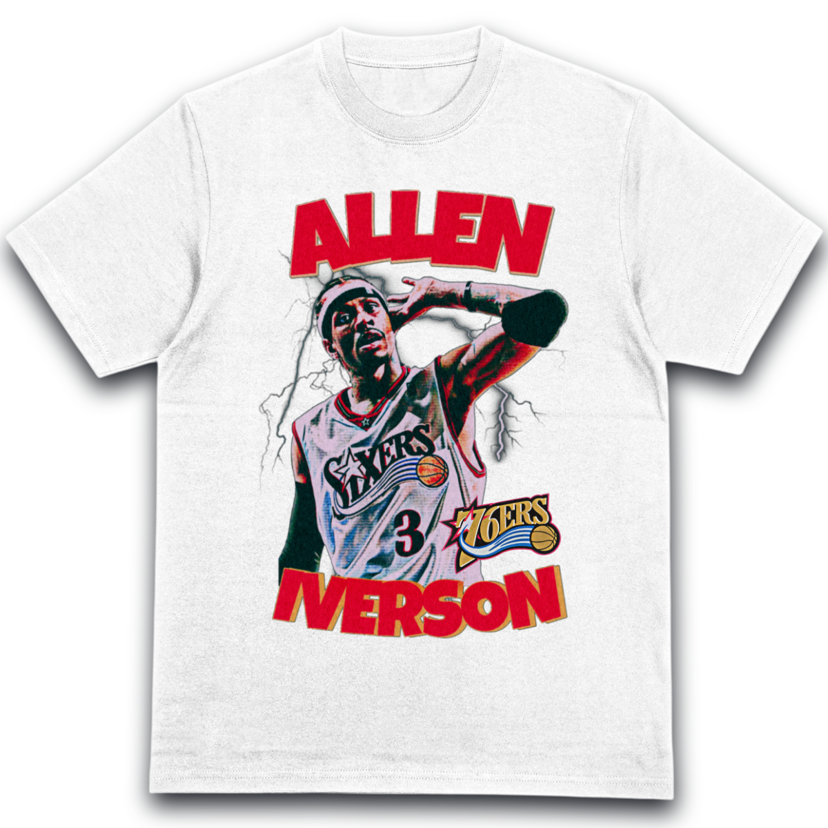 T-Shirt Allen Iverson Portrait Philadelphia 76ers Basketball b15