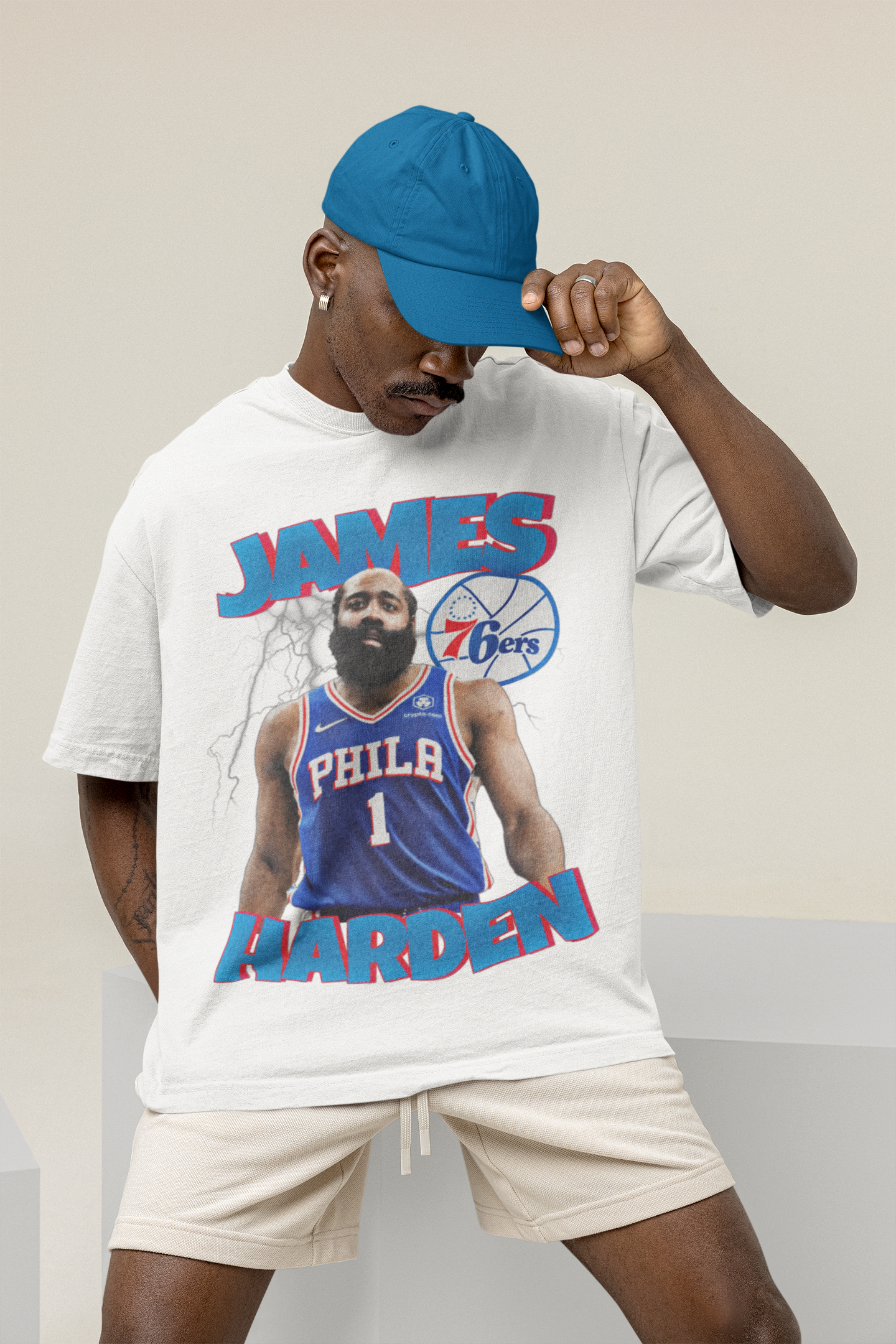T-Shirt James Harden Portrait Philadelphia 76ers Basketball b17
