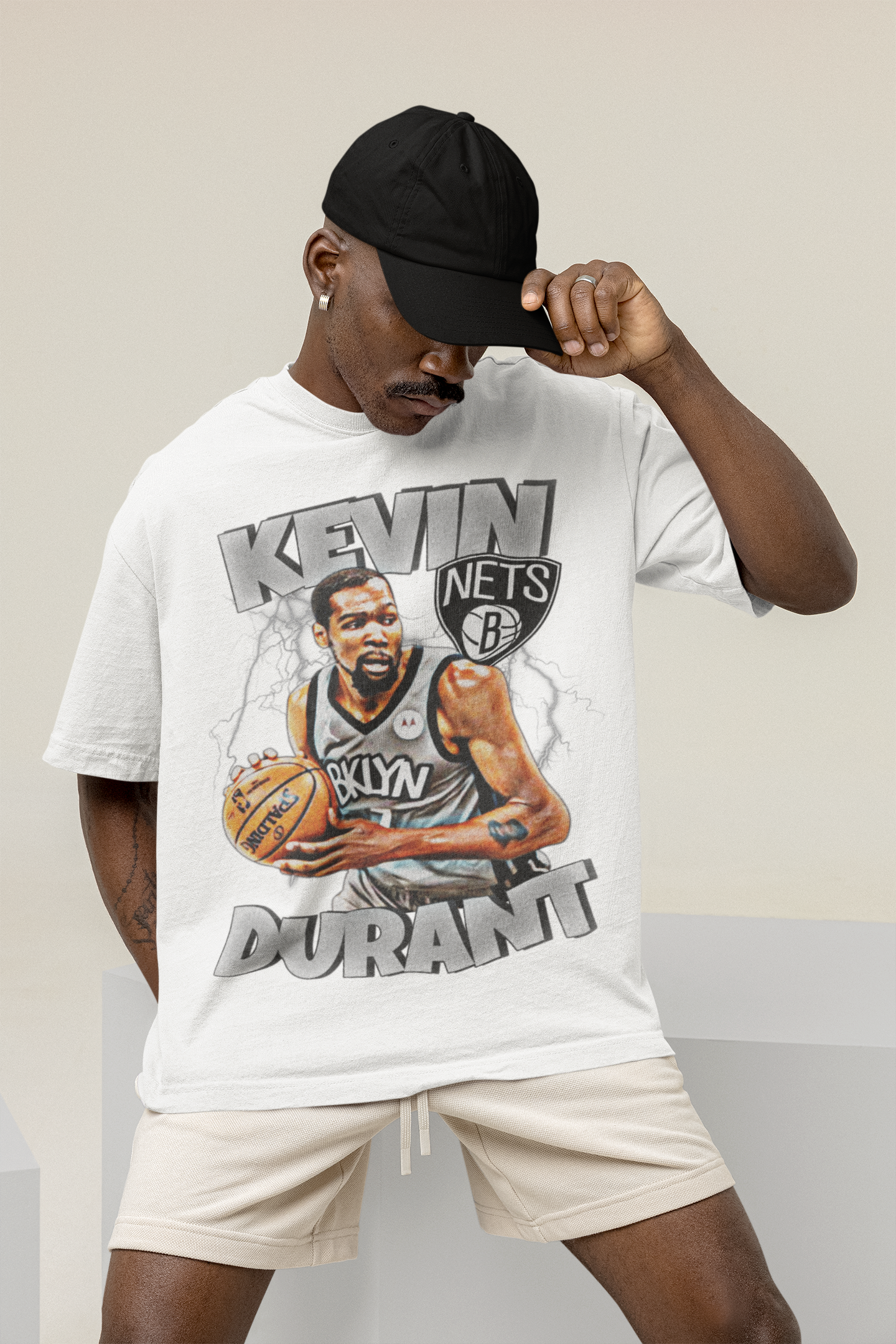 T-Shirt Kevin Durant Portrait Brooklyn Nets Basketball b20