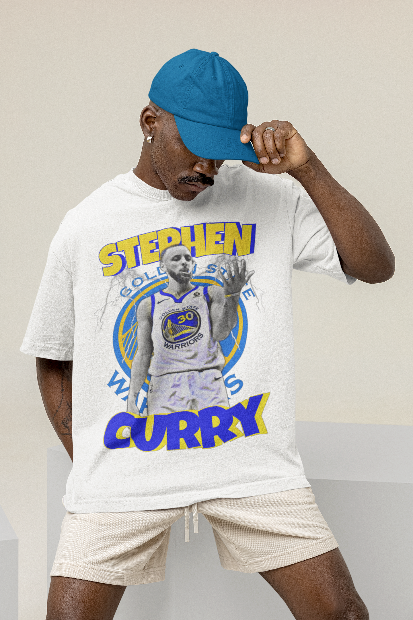 T-Shirt Stephen Curry Portrait Golden State Warriors Basketball Vintage b11