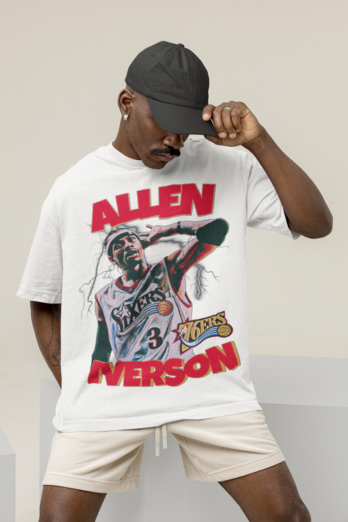 T-Shirt Allen Iverson Portrait Philadelphia 76ers Basketball b15