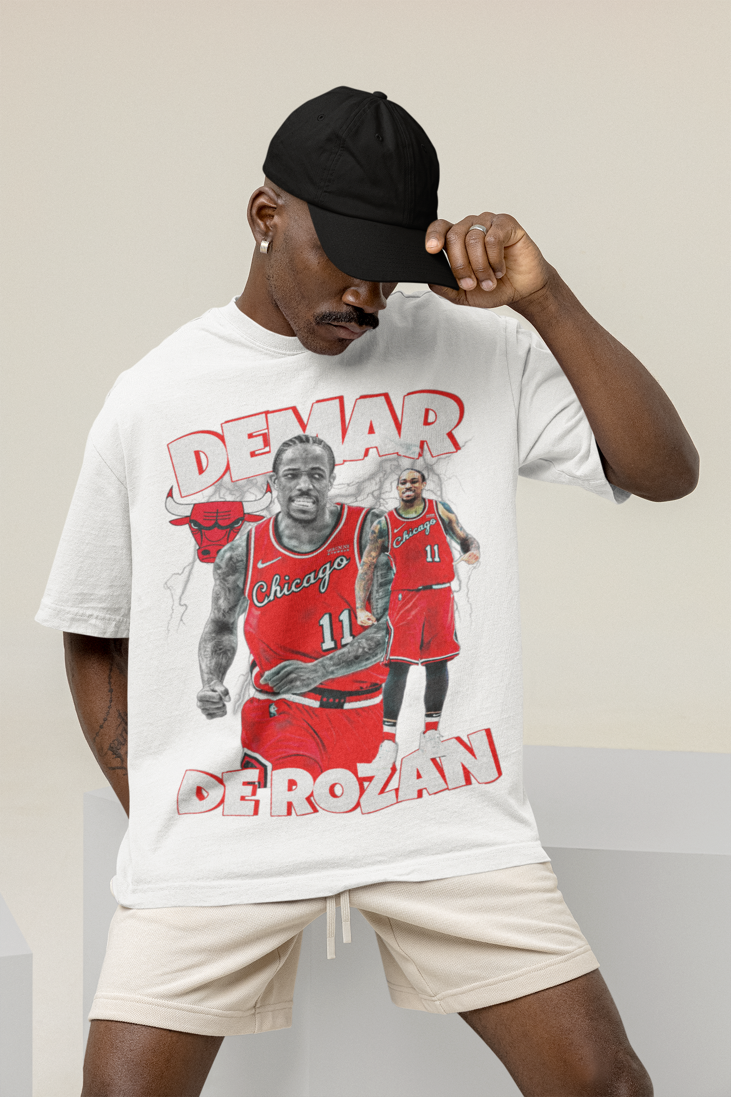 T-Shirt DeMar DeRozan Portrait Chicago Bulls Basketball b21