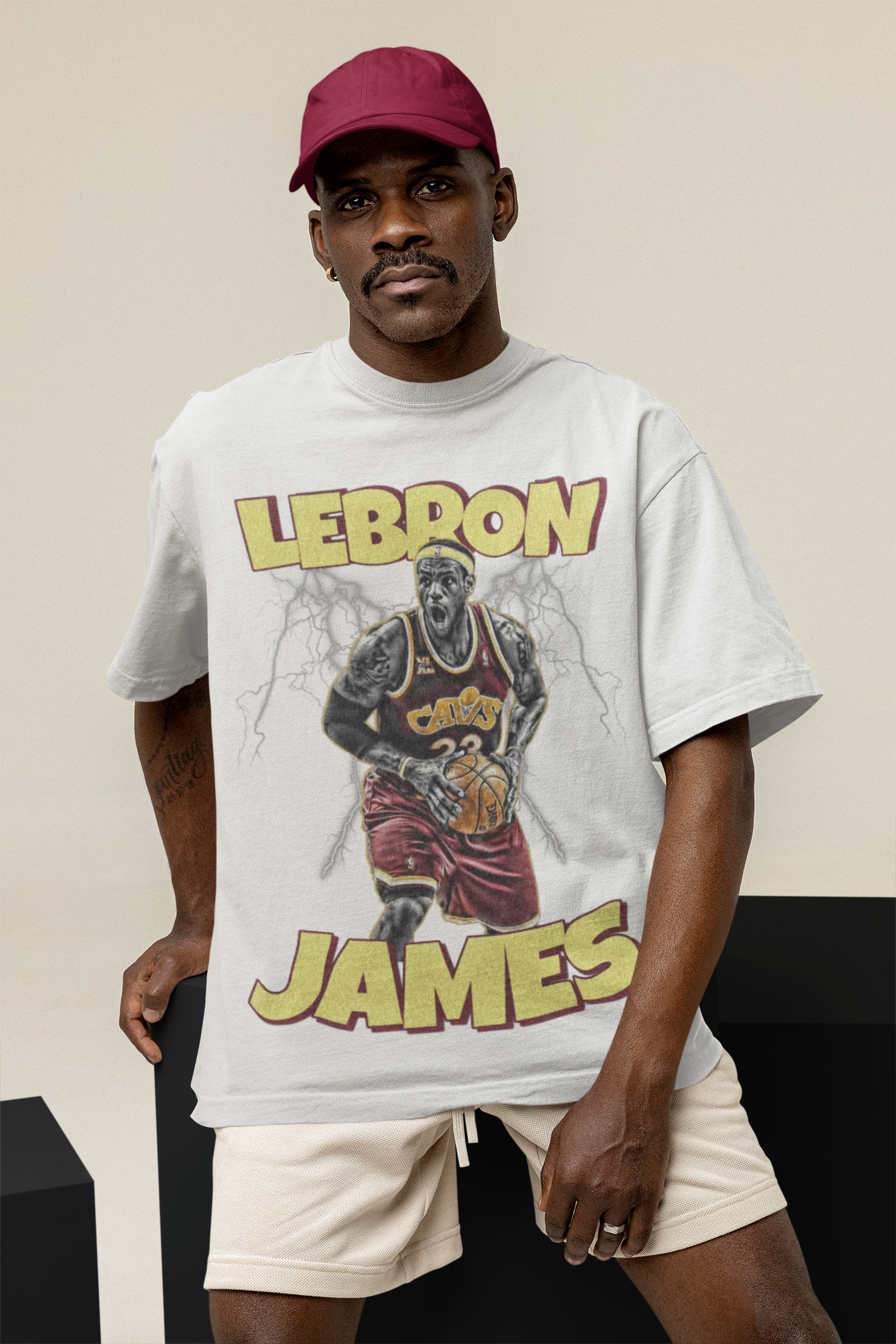 T-Shirt LeBron James Portrait Cleveland Cavaliers Basketball b8