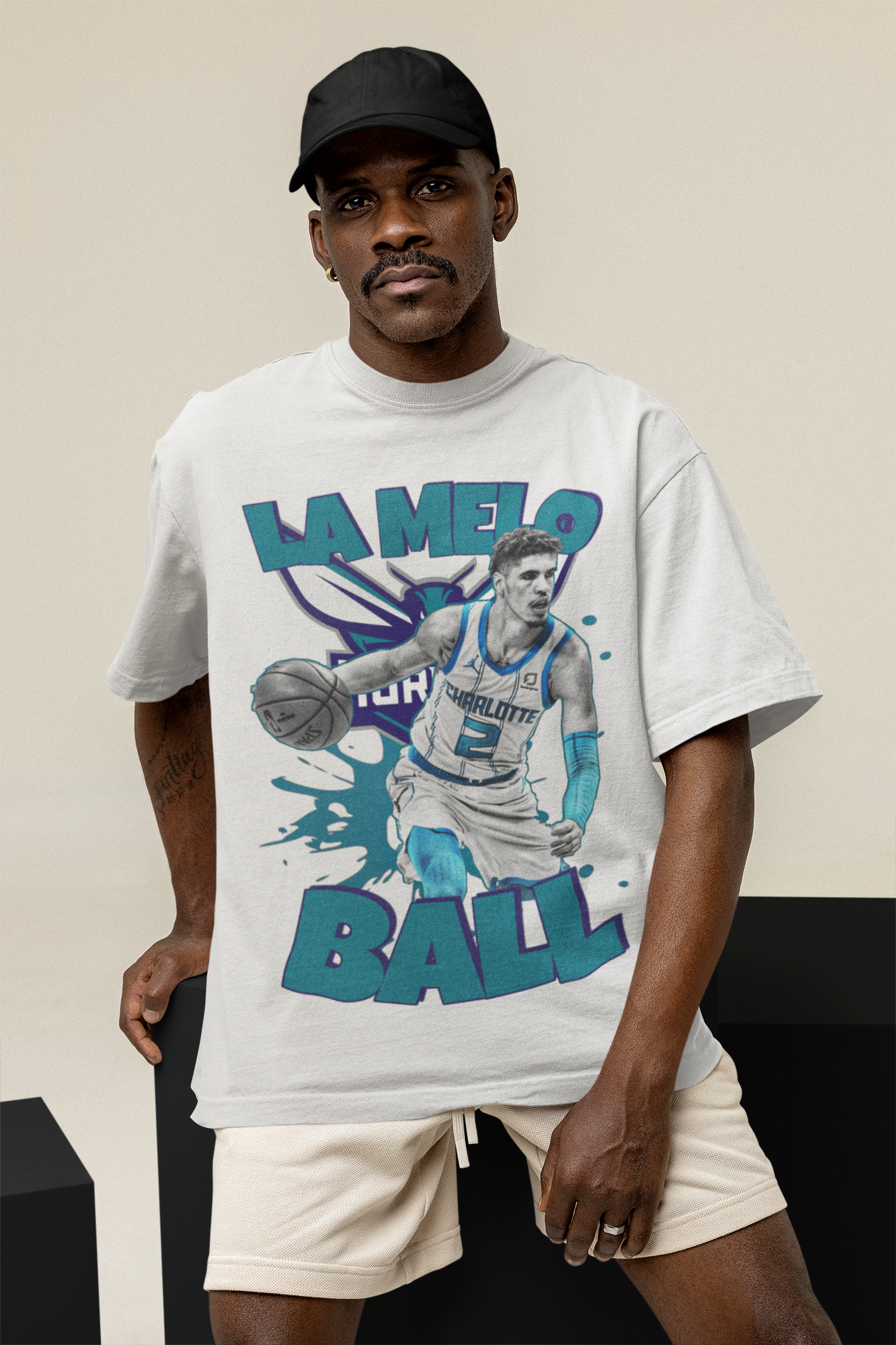 T-Shirt LaMelo Ball Portrait Charlotte Hornets Basketball b9