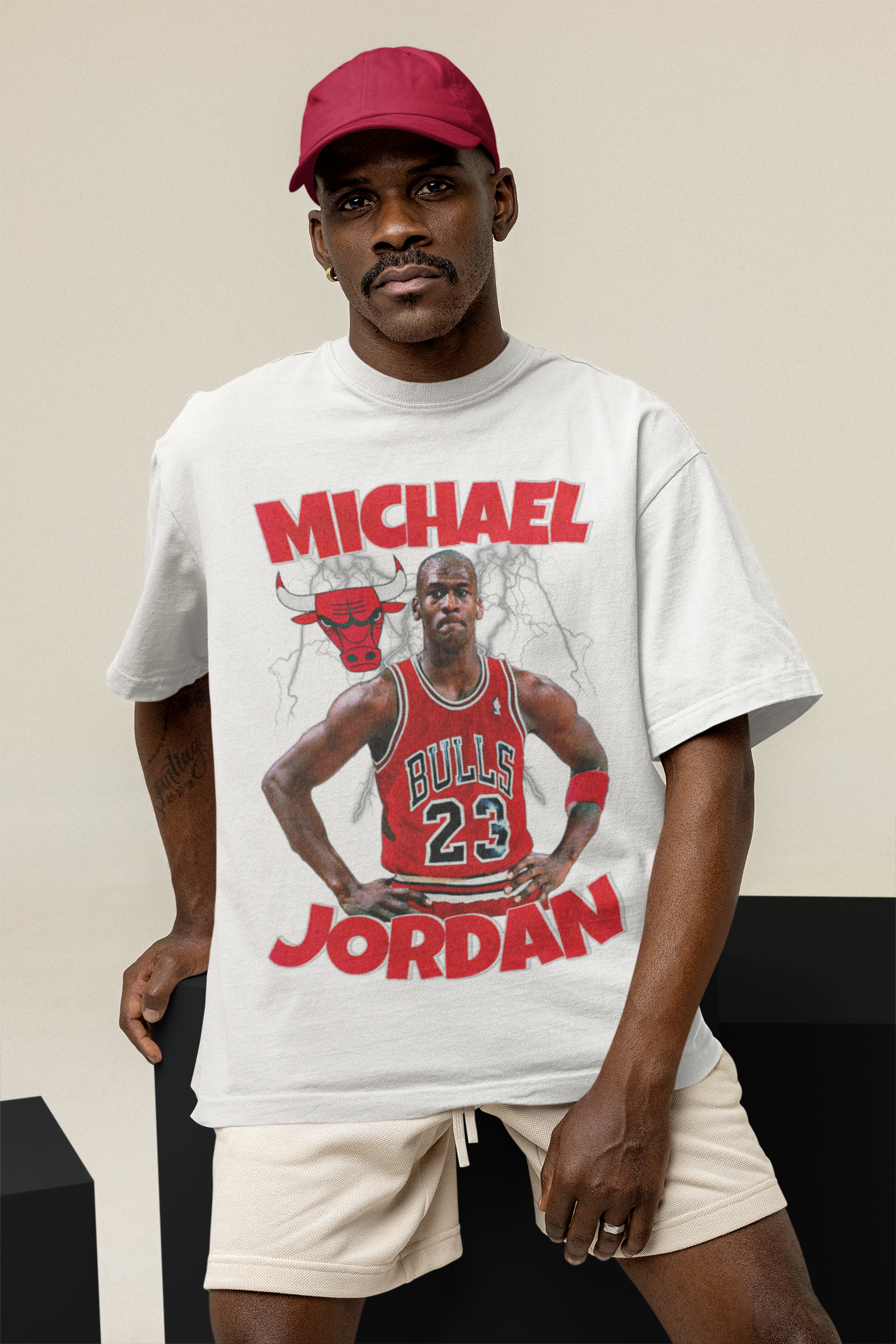 T-Shirt Michael Jordan Portrait Chicago Bulls Basketball b1